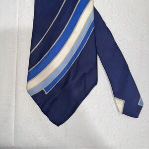 Haulinetrigere Mens Polyester Necktie Blue Striped 56”x4.5” Wide Classic Tie